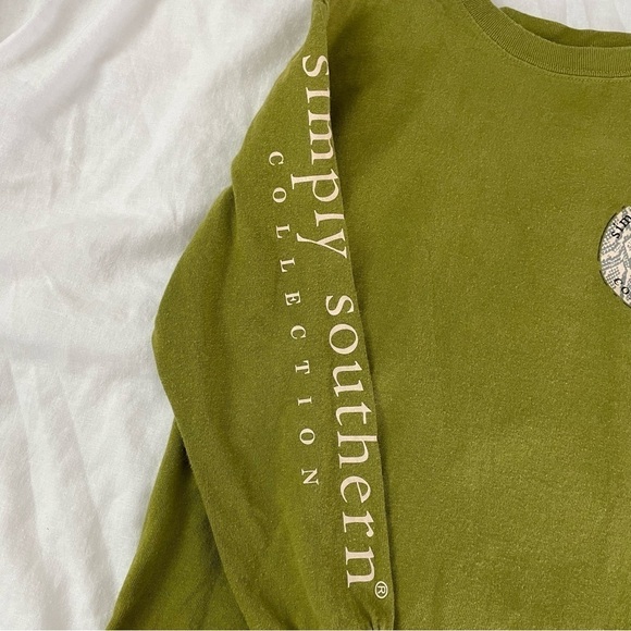 Simply Southern Youth SMALL Messy Bun Green Long Sleeve T shirt cotton USA - Picture 5 of 7